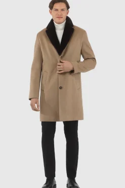 Men's Loro Piana Cashmere Short Coat With Detachable Select Shearling Lamb Collar