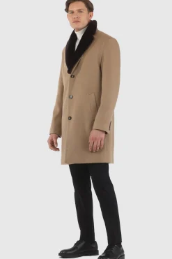 Men's Loro Piana Cashmere Short Coat With Detachable Select Shearling Lamb Collar