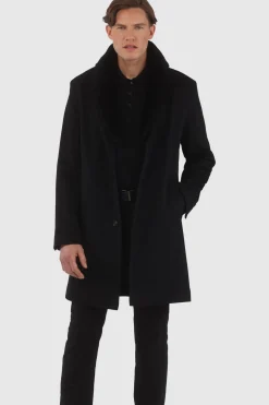 Men's Loro Piana Cashmere Short Coat With Detachable Select Shearling Lamb Collar