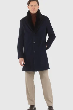 Men's Loro Piana Cashmere Short Coat With Detachable Select Shearling Lamb Collar