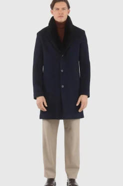 Men's Loro Piana Cashmere Short Coat With Detachable Select Shearling Lamb Collar
