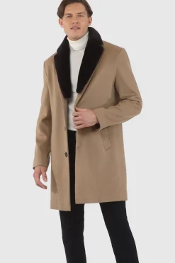 Men's Loro Piana Cashmere Short Coat With Detachable Select Shearling Lamb Collar
