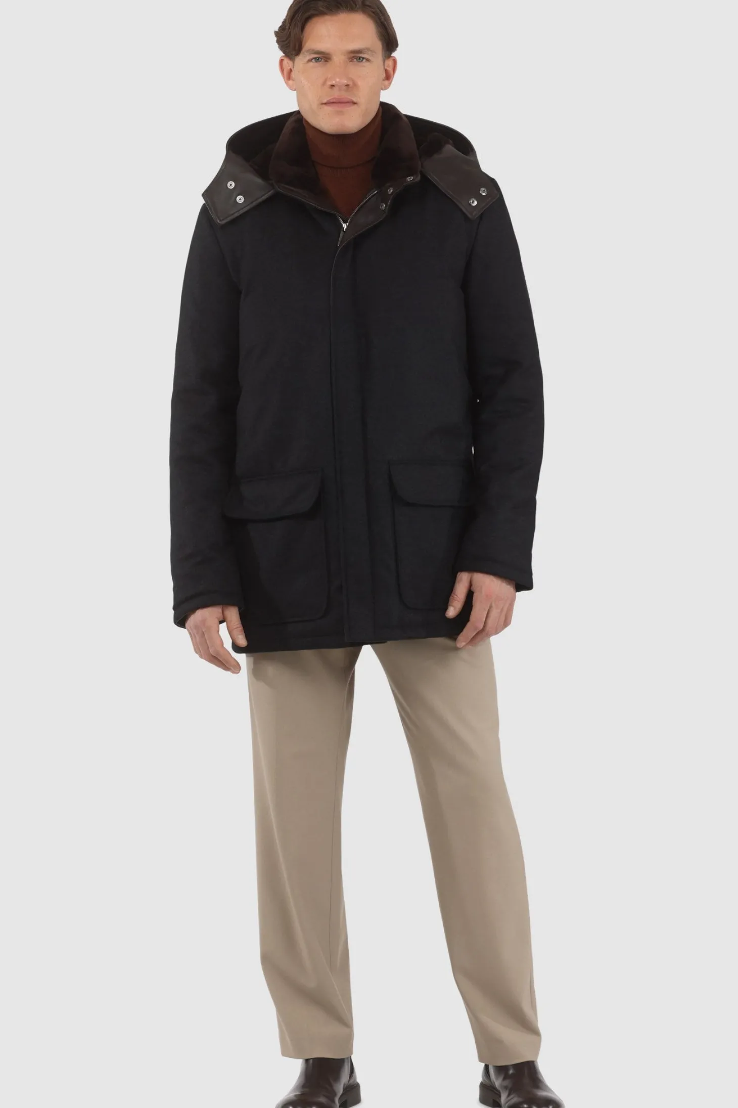 Men's Loro Piana Cashmere & Wool Parka With Select Shearling Lamb Lining