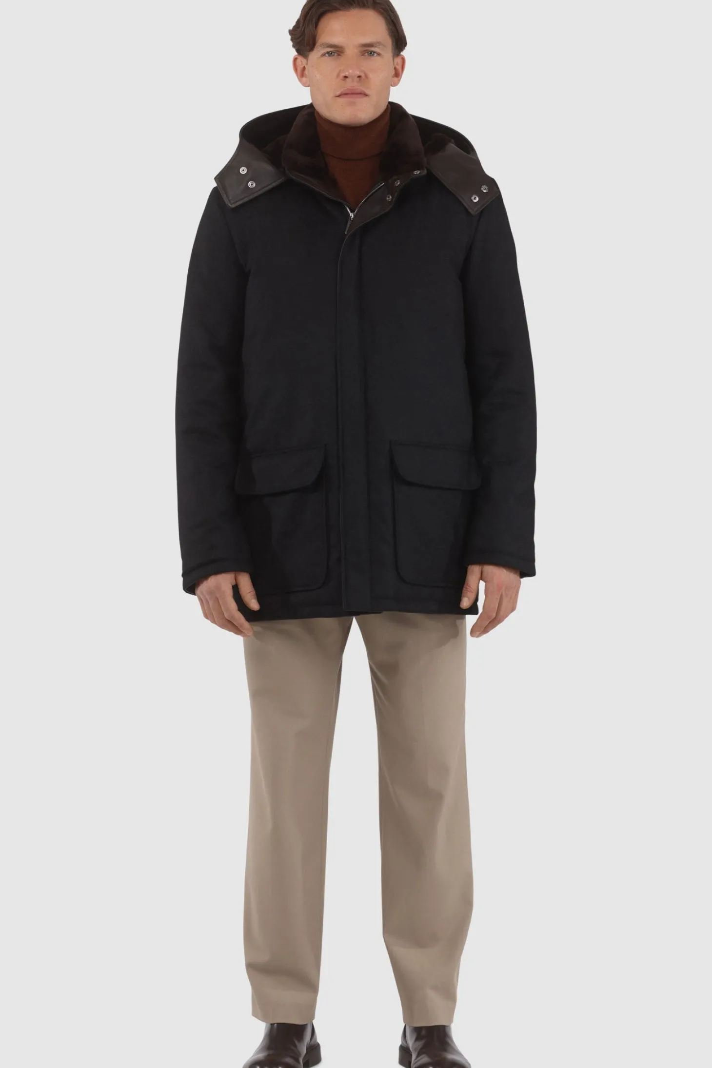 Men's Loro Piana Cashmere & Wool Parka With Select Shearling Lamb Lining