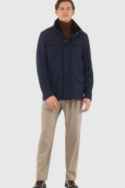 Men's Loro Piana Storm System Lined Jacket W/ Det. Shearling Lamb Collar, Concealed Hood