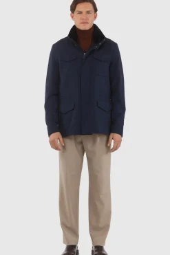 Men's Loro Piana Storm System Lined Jacket W/ Det. Shearling Lamb Collar, Concealed Hood