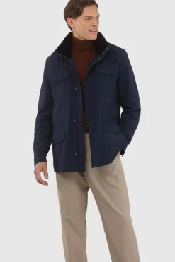 Men's Loro Piana Storm System Lined Jacket W/ Det. Shearling Lamb Collar, Concealed Hood