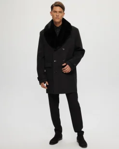 Men's Loro Piana Wool Coat With Detachable Merino Shearling Lamb Collar
