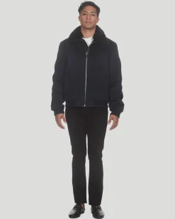 Men's Loro Piana Wool Jacket With Detachable Select Shearling Lamb Collar