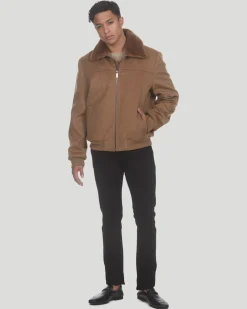 Men's Loro Piana Wool Jacket With Detachable Select Shearling Lamb Collar