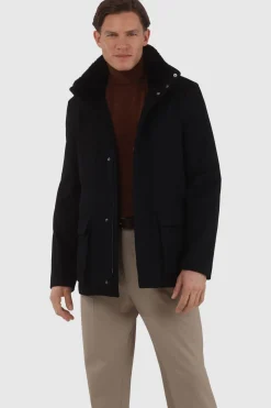 Men's Loro Piana Wool Jacket With Detachable Select Shearling Lamb Collar