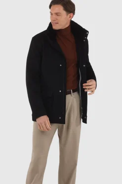 Men's Loro Piana Wool Jacket With Detachable Select Shearling Lamb Collar