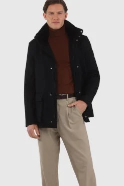 Men's Loro Piana Wool Jacket With Detachable Select Shearling Lamb Collar