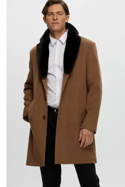 Men's Loro Piana Wool Short Coat With Select Shearling Lamb Collar
