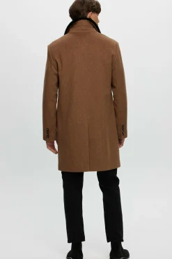 Men's Loro Piana Wool Short Coat With Select Shearling Lamb Collar
