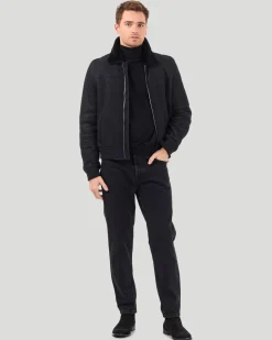 Men's Merino Shearling Lamb Bomber Jacket