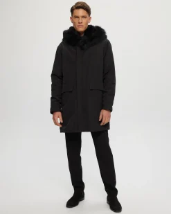 Men's Parka With Select Shearling Lamb Tuxedo And Hood Trim