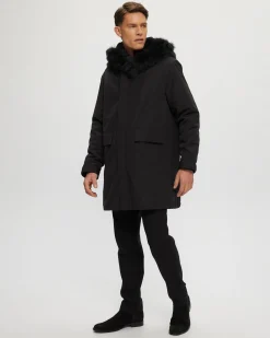 Men's Parka With Select Shearling Lamb Tuxedo And Hood Trim