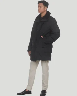 Men's Quilted Wool Stroller With Detachable Select Shearling Lamb Collar