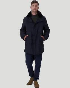 Men's Quilted Wool Stroller With Detachable Select Shearling Lamb Collar