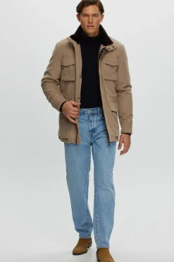 Men's Select Fabric Jacket With Merino Shearling Lamb Collar