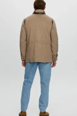 Men's Select Fabric Jacket With Merino Shearling Lamb Collar