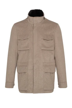 Men's Select Fabric Jacket With Merino Shearling Lamb Collar