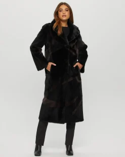 Merino Shearling Lamb Coat With Intarsia