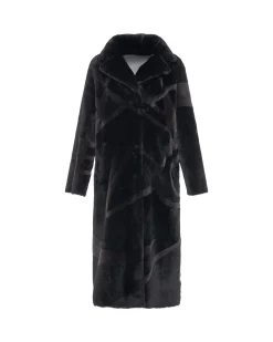 Merino Shearling Lamb Coat With Intarsia