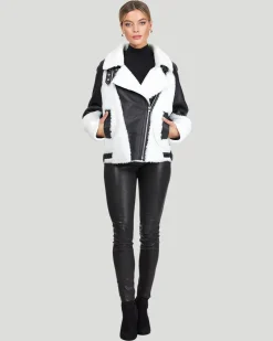 Merino Shearling Lamb Zip Moto Jacket