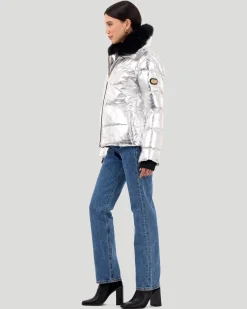 Metallic Après-Ski Jacket With Detachable Toscana Shearling Lamb Collar