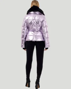 Metallic Après-Ski Jacket With Detachable Toscana Shearling Lamb Collar