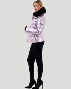 Metallic Après-Ski Jacket With Detachable Toscana Shearling Lamb Collar