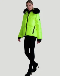 Neon Après-Ski Jacket With Detachable Toscana Shearling Lamb Hood Trim