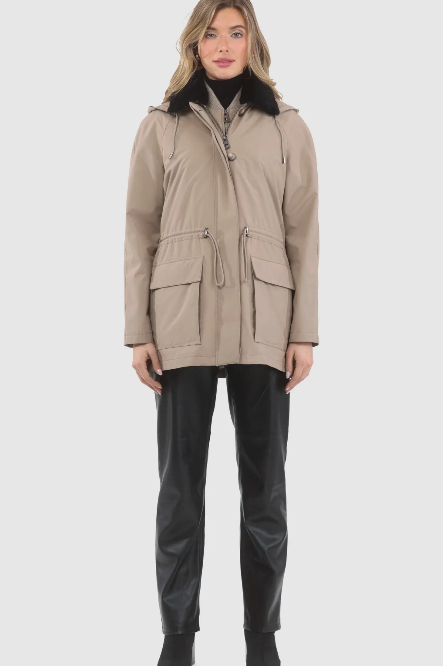 Parka With Detachable Hood And Select Shearling Lamb Collar, Removable Vest (2 Pcs)