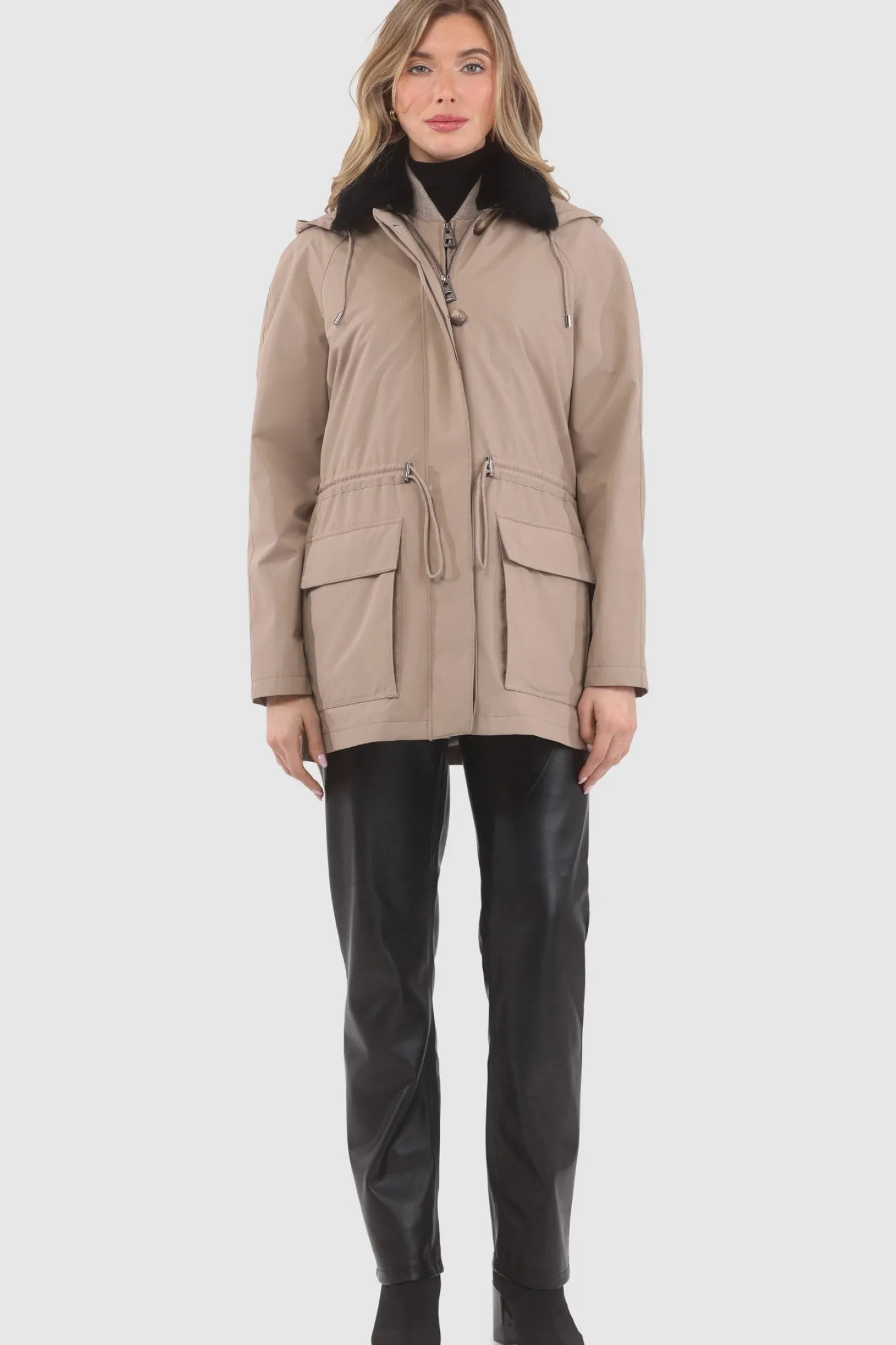 Parka With Detachable Hood And Select Shearling Lamb Collar, Removable Vest (2 Pcs)