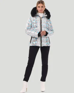 Printed Après-Ski Jacket With Detachable Toscana Shearling Lamb Hood Trim