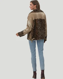 Printed Select Shearling Lamb Zip Moto Jacket