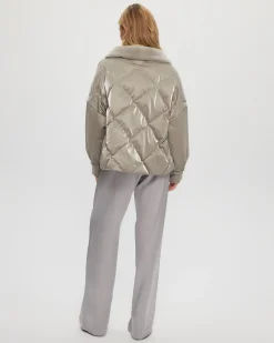 Quilted Jacket With Select Shearling Lamb Collar