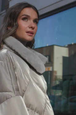 Quilted Jacket With Select Shearling Lamb Collar