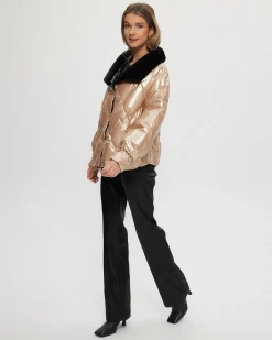 Quilted Jacket With Select Shearling Lamb Collar