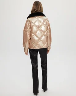 Quilted Jacket With Select Shearling Lamb Collar