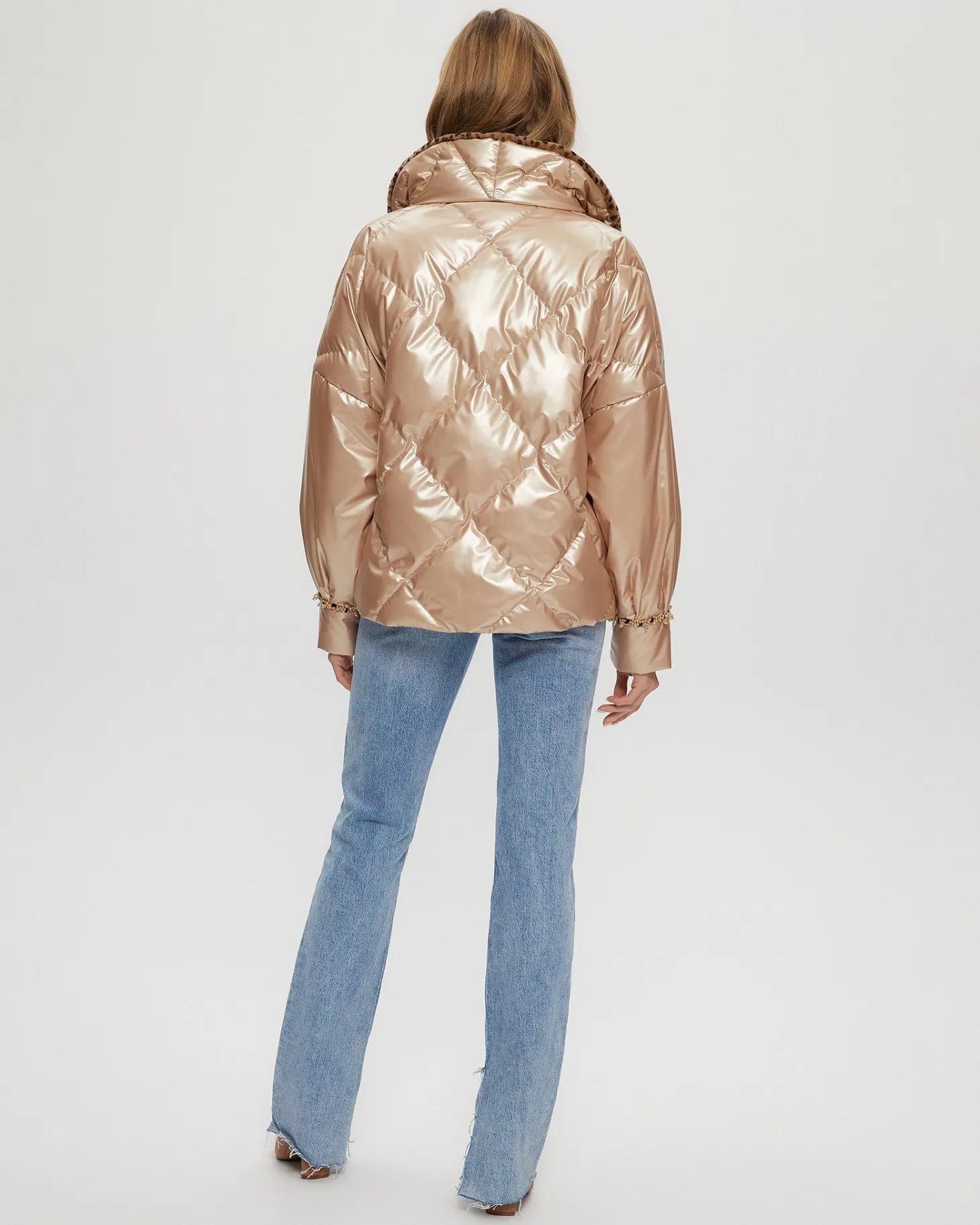 Quilted Jacket With Select Shearling Lamb Collar