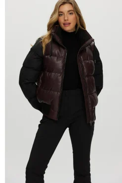 Quilted Leather Jacket With Detachable Fabric Sleeves