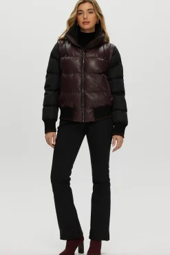 Quilted Leather Jacket With Detachable Fabric Sleeves