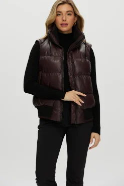 Quilted Leather Jacket With Detachable Fabric Sleeves