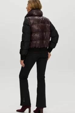 Quilted Leather Jacket With Detachable Fabric Sleeves