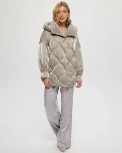 Quilted Parka With Select Shearling Lamb Hood Trim