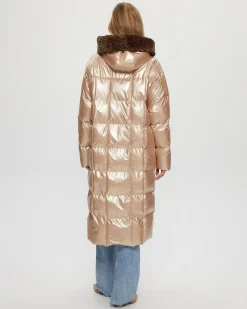 QUILTED PARKA WITH SHEARLING LAMB HOOD TRIM