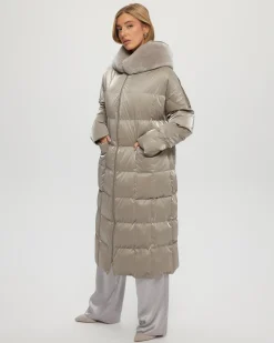 QUILTED PARKA WITH SHEARLING LAMB HOOD TRIM